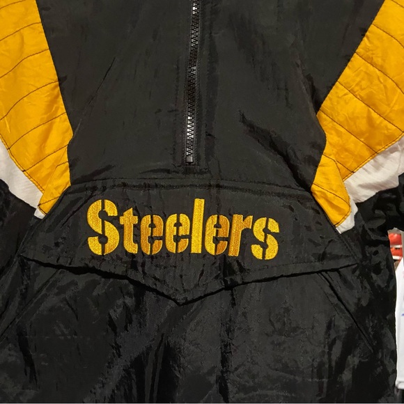 Vintage Starter Black Pittsburgh Steelers Pullover Parka Jacket - Picture 7 of 9